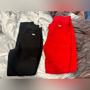 Black and Red Scrub Pants Duo - Patch Pocket Detail